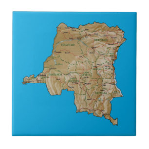 Cerâmica Azulejo do mapa de Congo-Kinshasa
