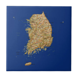 Cerâmica Azulejo do mapa de Coreia do Sul