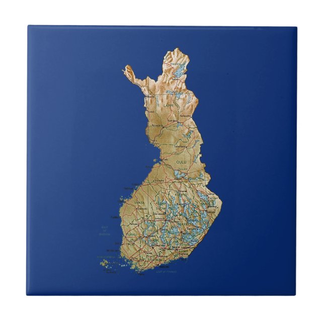 Cerâmica Azulejo do mapa de Finlandia (Frente)