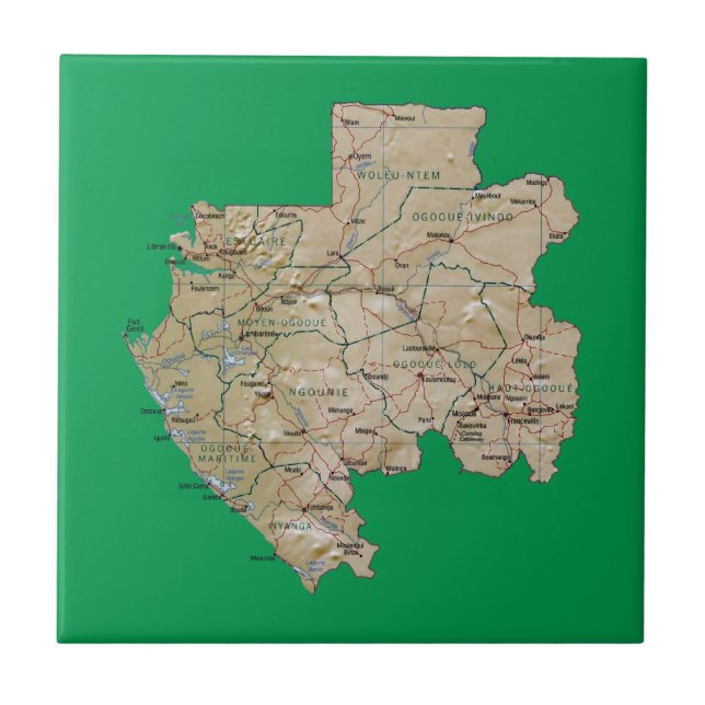 Cerâmica Azulejo do mapa de Gabon (Frente)