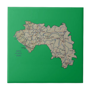 Cerâmica Azulejo do mapa de Guiné-Conakry