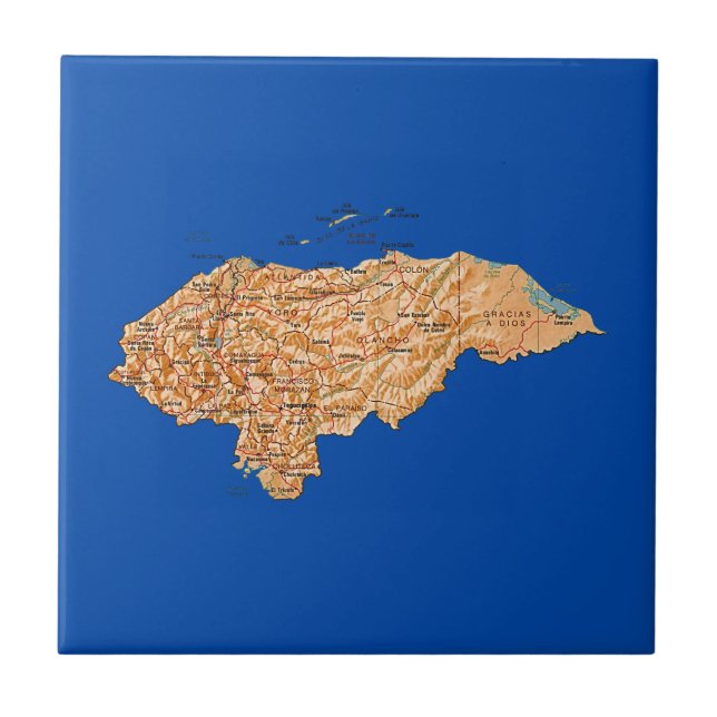 Cerâmica Azulejo do mapa de Honduras (Frente)