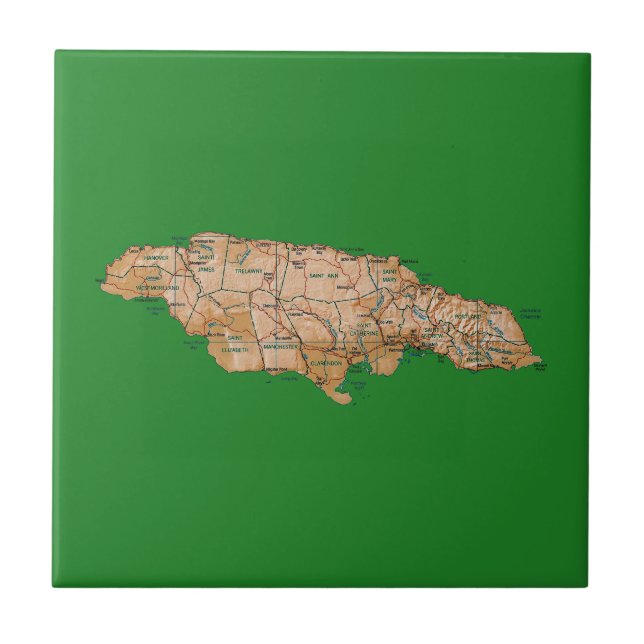 Cerâmica Azulejo do mapa de Jamaica (Frente)