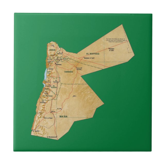 Cerâmica Azulejo do mapa de Jordão (Frente)