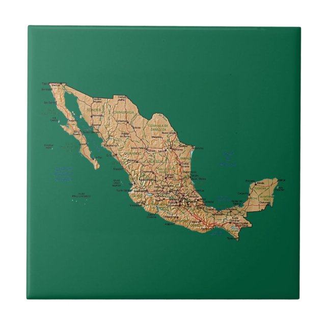 Cerâmica Azulejo do mapa de México (Frente)
