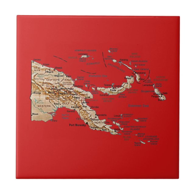 Cerâmica Azulejo do mapa de Papuá-Nova Guiné (Frente)