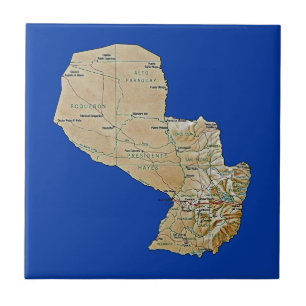 Cerâmica Azulejo do mapa de Paraguai