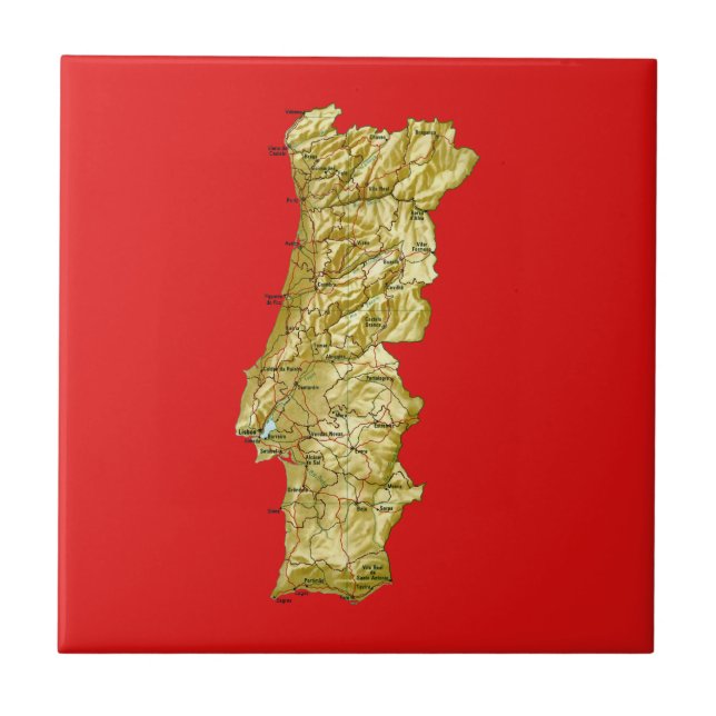 Cerâmica Azulejo do mapa de Portugal (Frente)