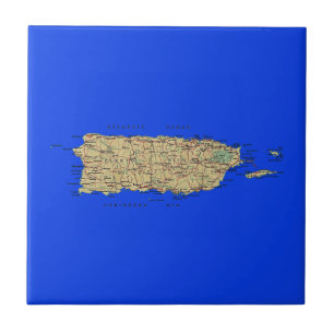Cerâmica Azulejo do mapa de Puerto Rico
