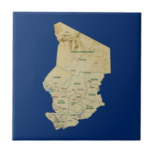 Cerâmica Azulejo do mapa de República do Tchad