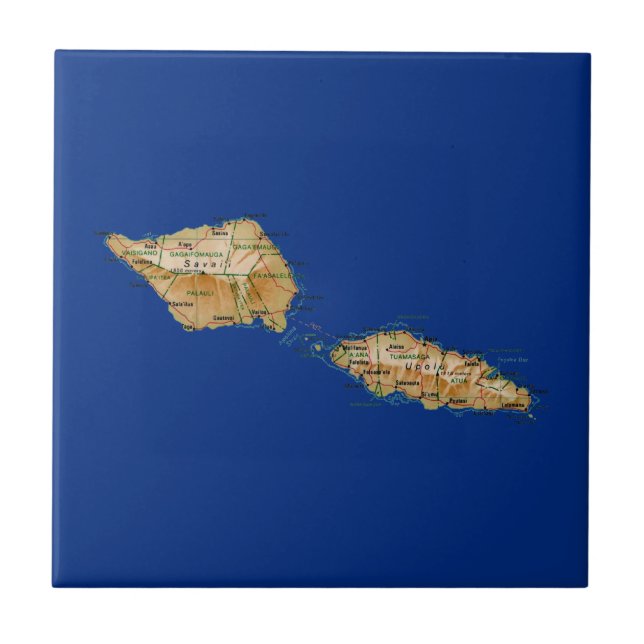 Cerâmica Azulejo do mapa de Samoa (Frente)