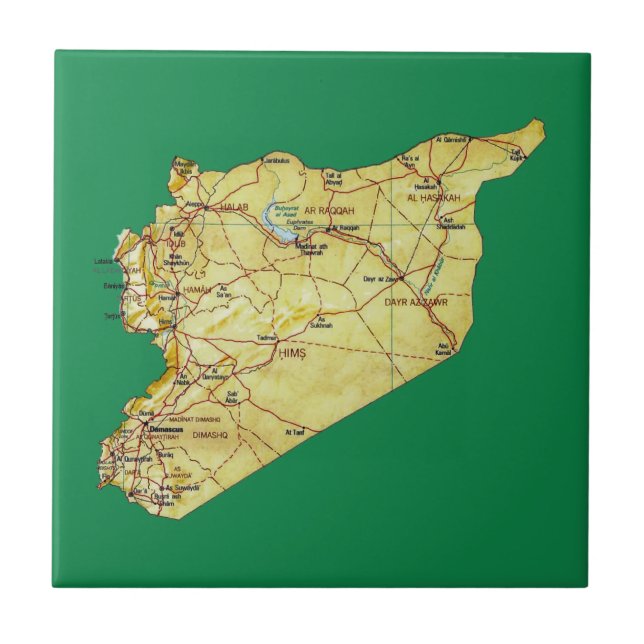 Cerâmica Azulejo do mapa de Syria (Frente)