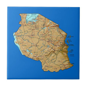 Cerâmica Azulejo do mapa de Tanzânia