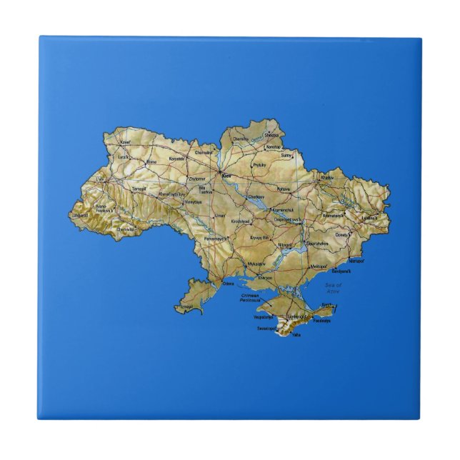 Cerâmica Azulejo do mapa de Ucrânia (Frente)