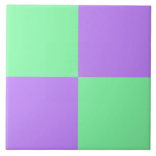 Cerâmica Azulejo do quadro de verificação verde e roxo da m