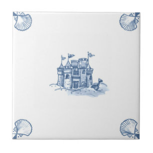 Cerâmica Azulejo do Sandcastle de Delft com cantos de Shell