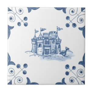 Cerâmica Azulejo do Sandcastle de Delft com cantos do rolo
