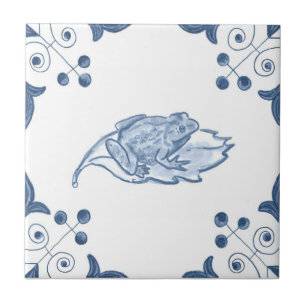 Cerâmica Azulejo do sapo de Delft com cantos do rolo