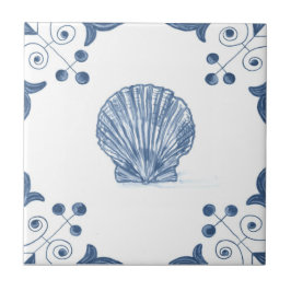 Cerâmica Azulejo do Scallop de Delft com cantos do rolo
