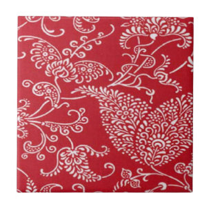 Cerâmica Azulejo do vermelho de Paisley do vintage
