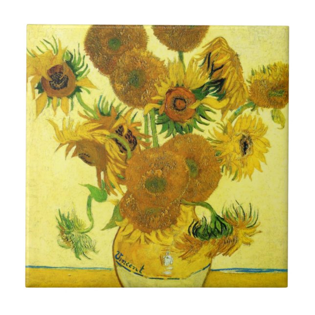 Cerâmica Azulejo dos girassóis de Van Gogh (Frente)