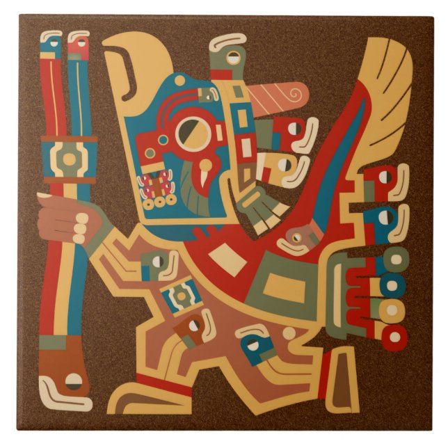 Cerâmica Azulejo dos guerreiros de Tiwanaku Sun (Frente)