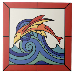 Cerâmica Azulejo dos peixes de vôo da ilha de Catalina com
