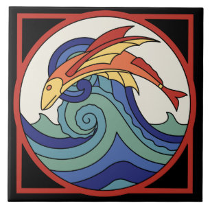 Cerâmica Azulejo dos peixes de vôo da ilha de Catalina do