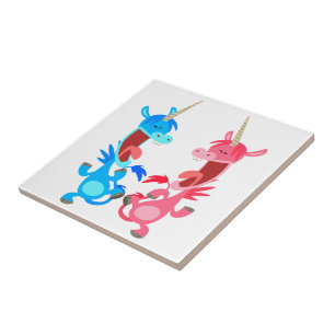 Cerâmica Azulejo dos Unicórnios de dança de cartoon
