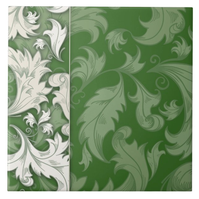 Cerâmica Azulejo Elegante de Padrão Verde (Frente)