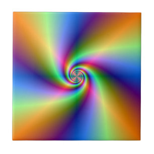 Cerâmica Azulejo espiral psicadélico de quatro ventos