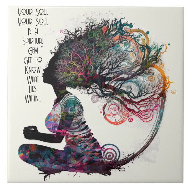 Cerâmica Azulejo espiritual de Gem de mulher inspirada (Frente)