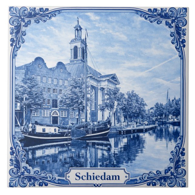 Cerâmica azulejo estilo Delft Blue de Schiedam (Frente)