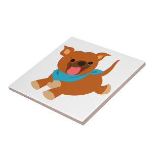 Cerâmica Azulejo feliz bonito de Staffie dos desenhos