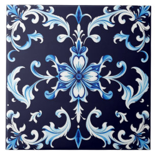 Cerâmica azulejo flor de azul
