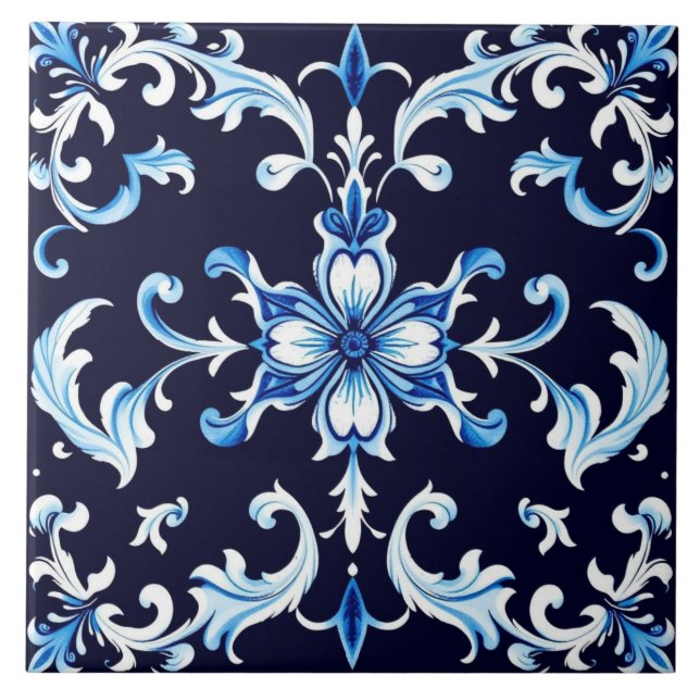 Cerâmica azulejo flor de azul (Frente)