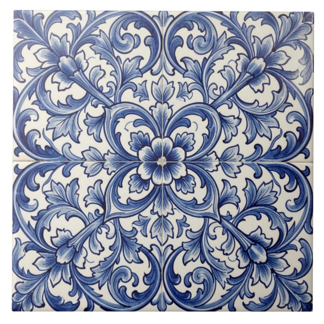 Cerâmica azulejo flor de porto azul (Frente)