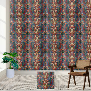 Cerâmica Azulejo Floral de Cor damasco - Estilo Escandinavo