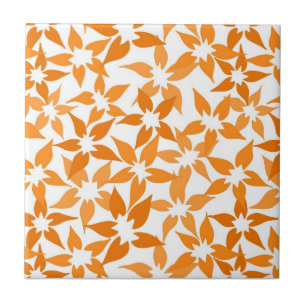 Cerâmica Azulejo floral de cor laranja-branca