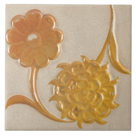 Cerâmica Azulejo Floral de Girassol Repro Art Nouveau Eduar