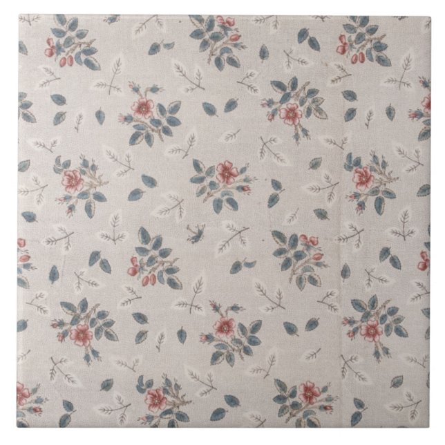 Cerâmica Azulejo Floral de Impressão Repro Vintage (Frente)