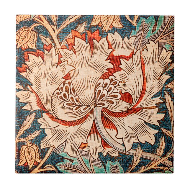 Cerâmica Azulejo Floral de William Morris Honeysuckle Artes (Frente)