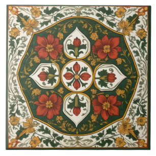 Cerâmica Azulejo Floral Tradicional Vintage e Decorativo de