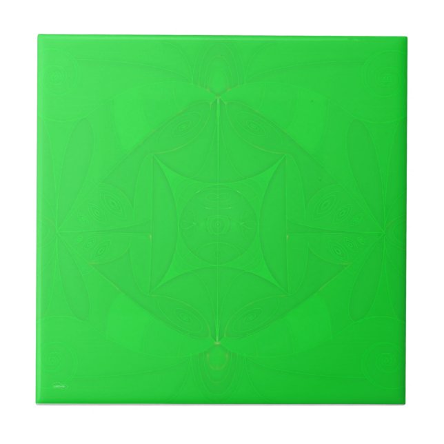 Cerâmica Azulejo fractal verde peça 4 de 6 (Frente)
