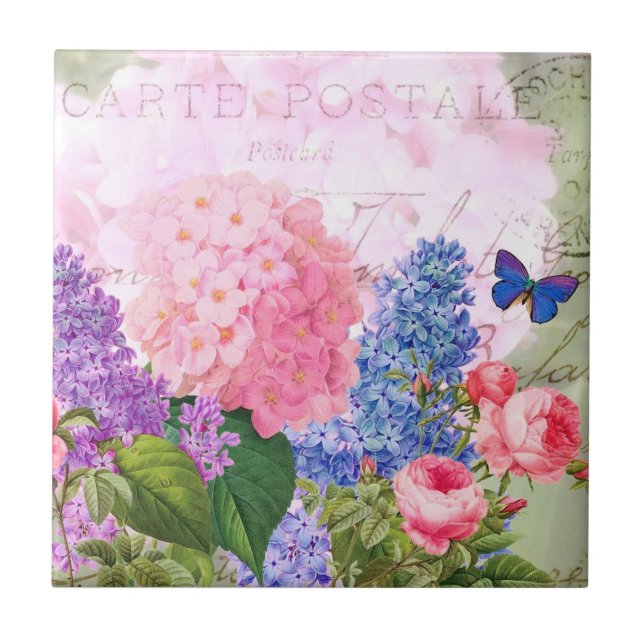 Cerâmica Azulejo francês do acento do Hydrangea de Redoute (Frente)