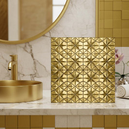 Cerâmica Azulejo Geométrico de Estrela em Ouro Antigo #8 ID