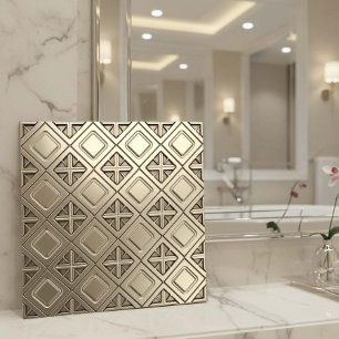 Cerâmica Azulejo Geométrico Metálico de Pewter Polido #13 I