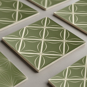 Cerâmica Azulejo Geométrico Moderno de 2 Cores #27 Verde Ol