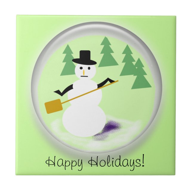 Cerâmica Azulejo - Globo de Snowman (Frente)