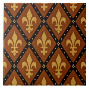 Cerâmica Azulejo Gótico Design Fleur de Lis Motif Terra Co